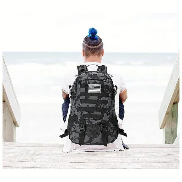 Tactical Backpack for Men Hiking Day Pack Molle Military Rucksack Grey